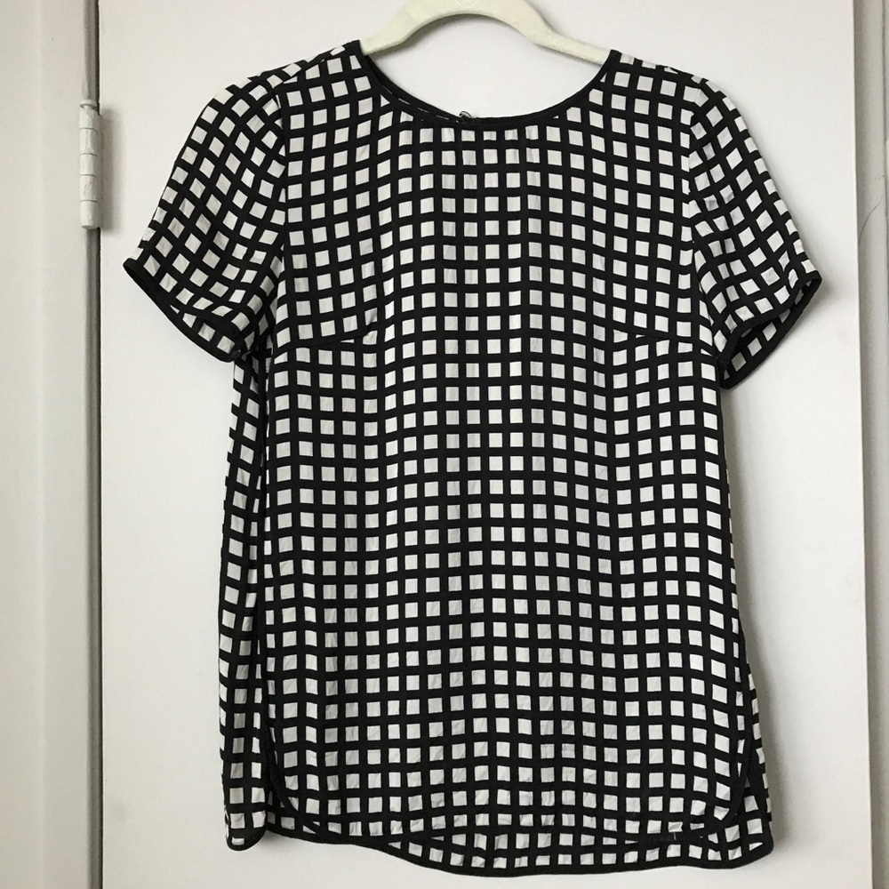 J.Crew Silk b&w checkered blouse